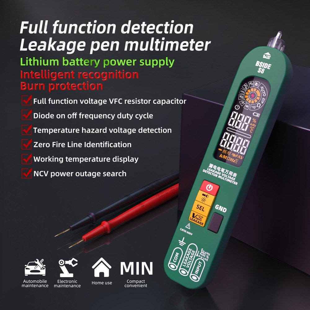 BSIDE S8 3-in-1 Digital Multimeter & Thermometer with EBTN Backlight Display, 6000 Counts