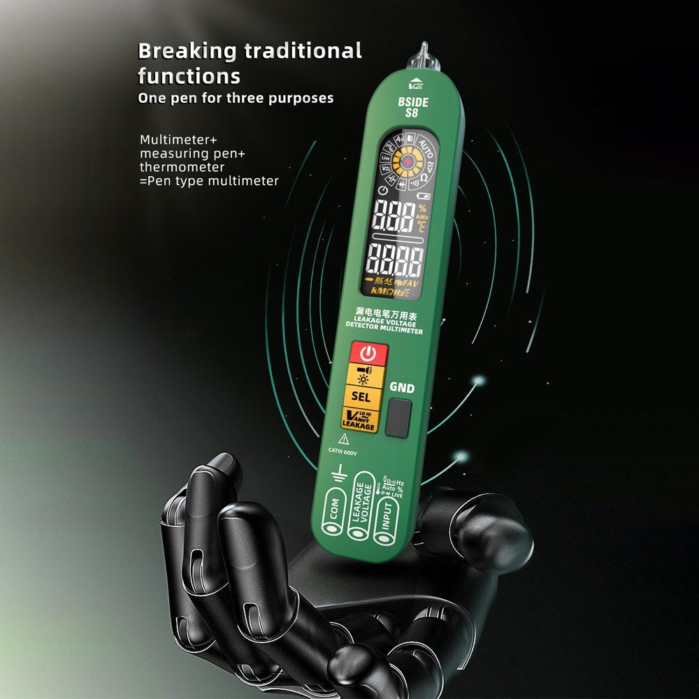 BSIDE S8 3-in-1 Digital Multimeter & Thermometer with EBTN Backlight Display, 6000 Counts