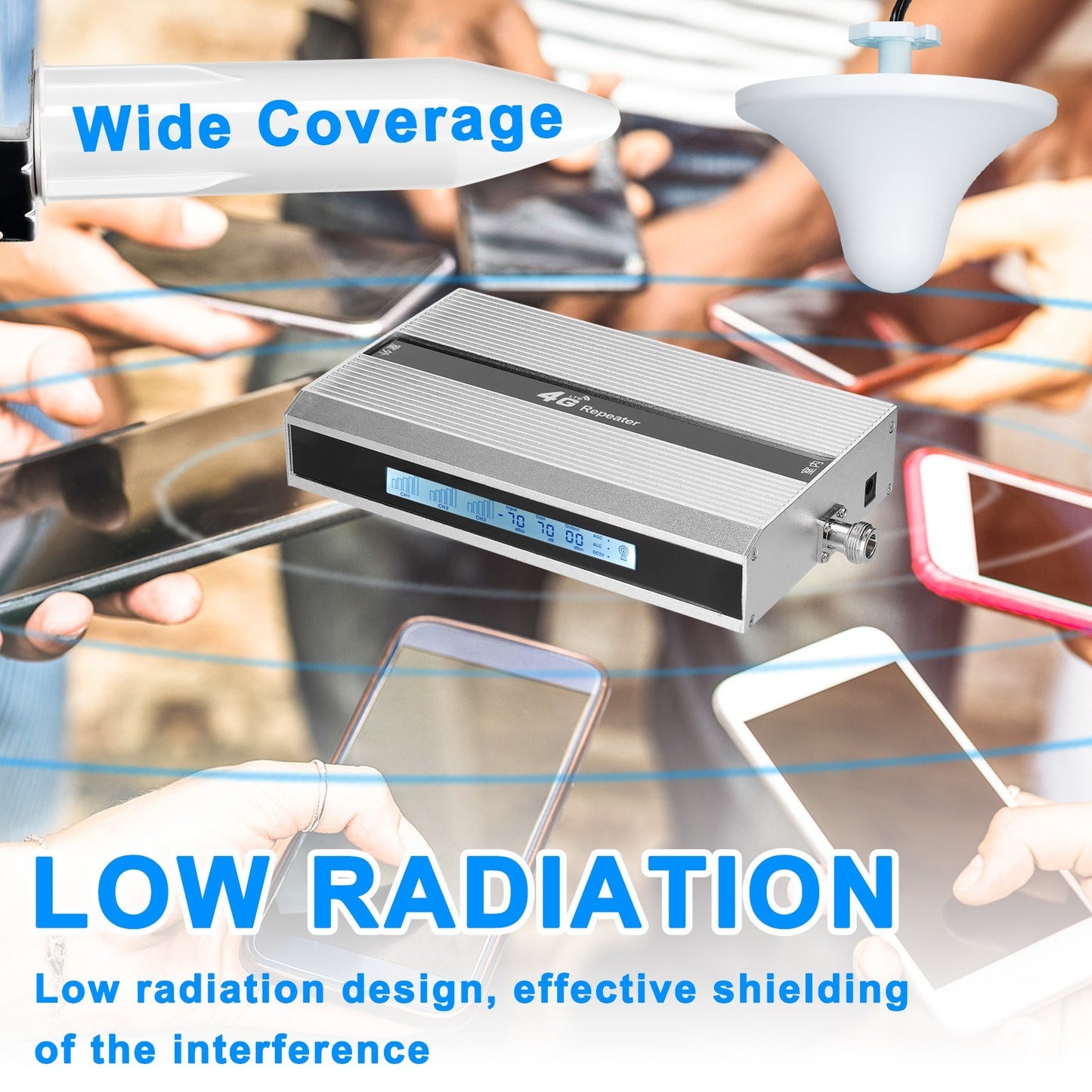 Mobile Signal Booster - 2G/3G/4G Amplifier with Multi-Device Support and Real-Time Signal Display