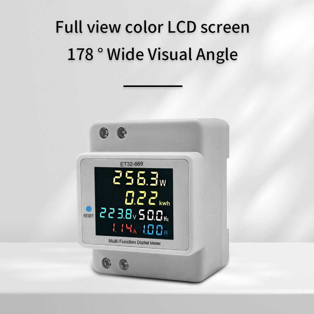 LCD Color Screen Digital Energy Meter: Single Phase, 40V-300V, 100A Power Usage Monitor & Voltmeter