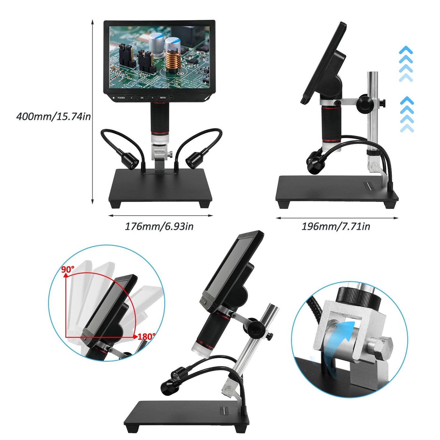 8 4K HD Video Microscope with 13MP Camera, Anti-glare IPS Screen, 1X-8X Zoom, USB for Android/iOS, Ideal for Soldering & Coin Collection