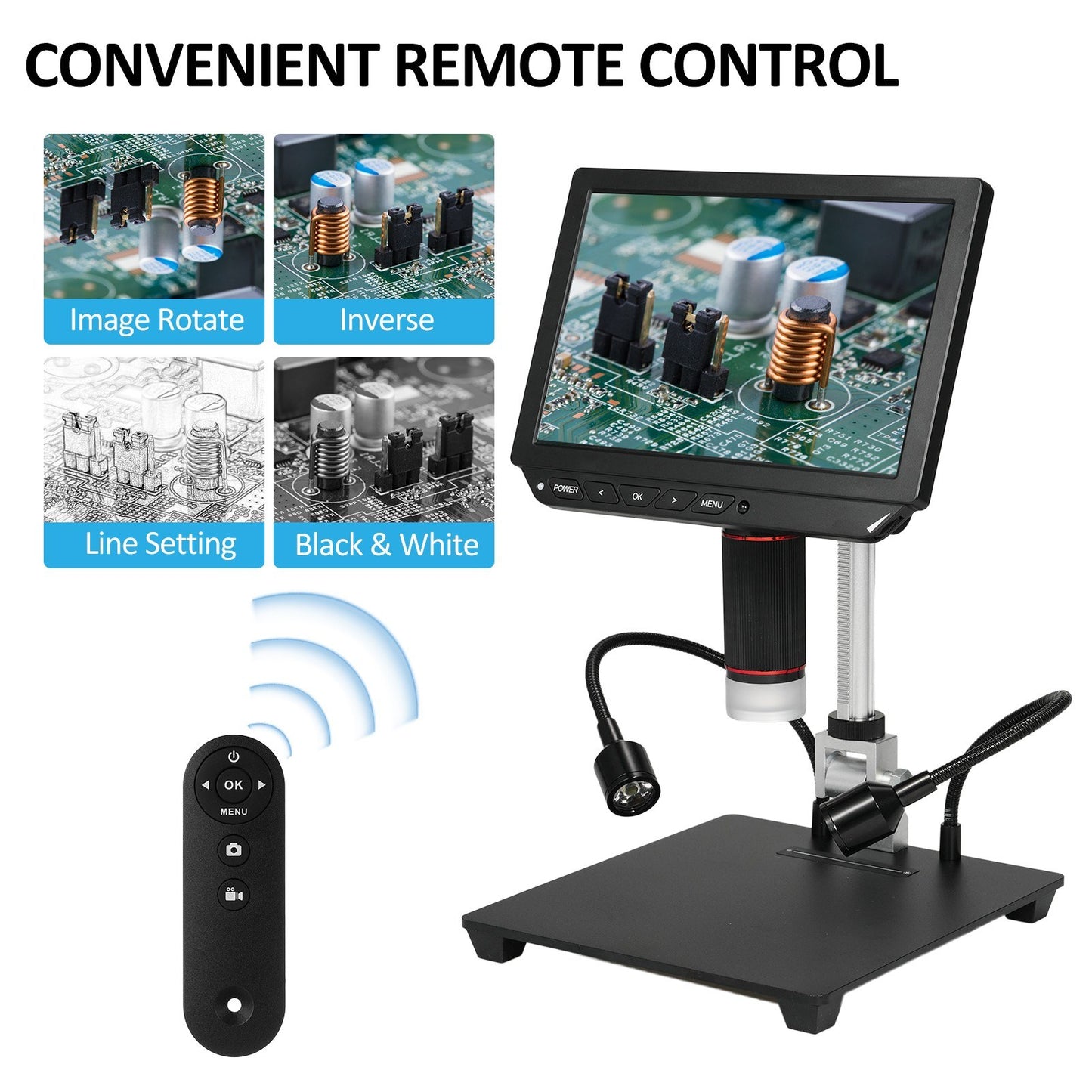 8 4K HD Video Microscope with 13MP Camera, Anti-glare IPS Screen, 1X-8X Zoom, USB for Android/iOS, Ideal for Soldering & Coin Collection
