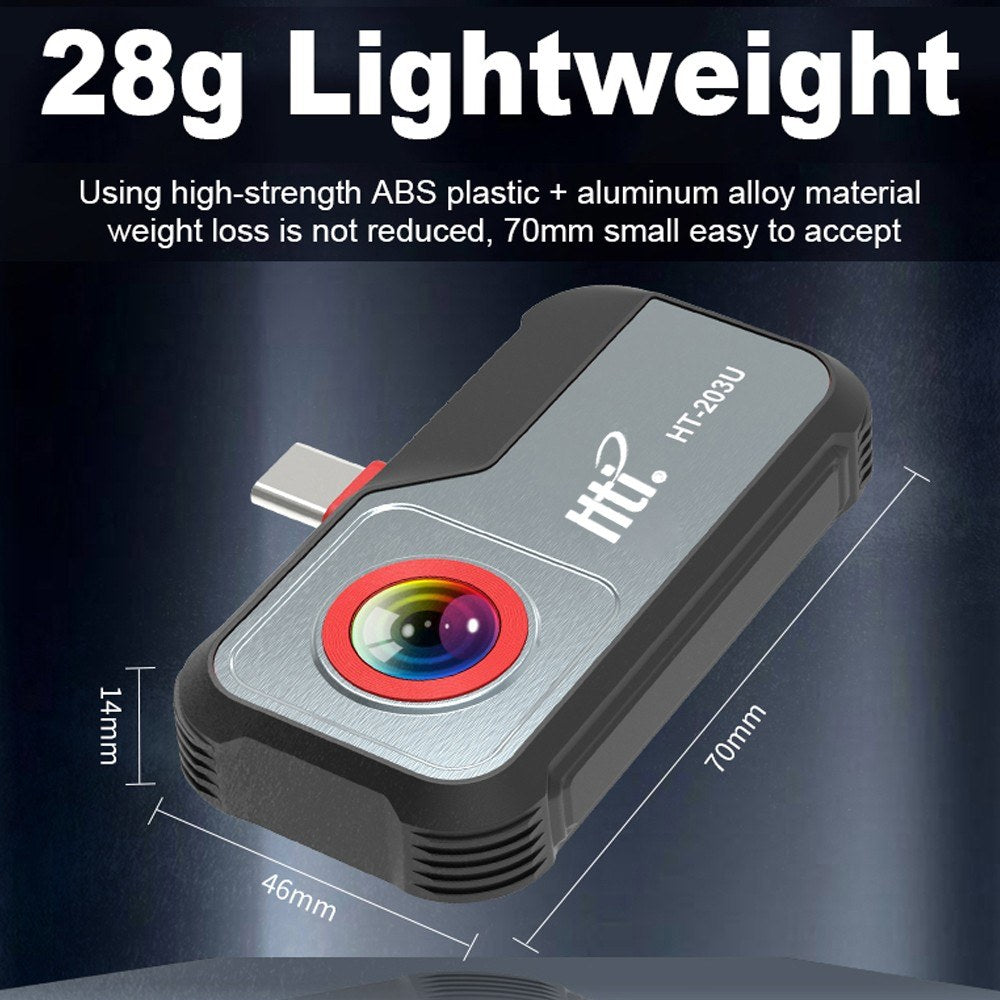 HT-203U Mobile Thermal Imager, 256x192 Pixels, -20℃ to 550℃, 25Hz Infrared Camera with Enhanced Details, 8 Color Palettes, 3 Languages