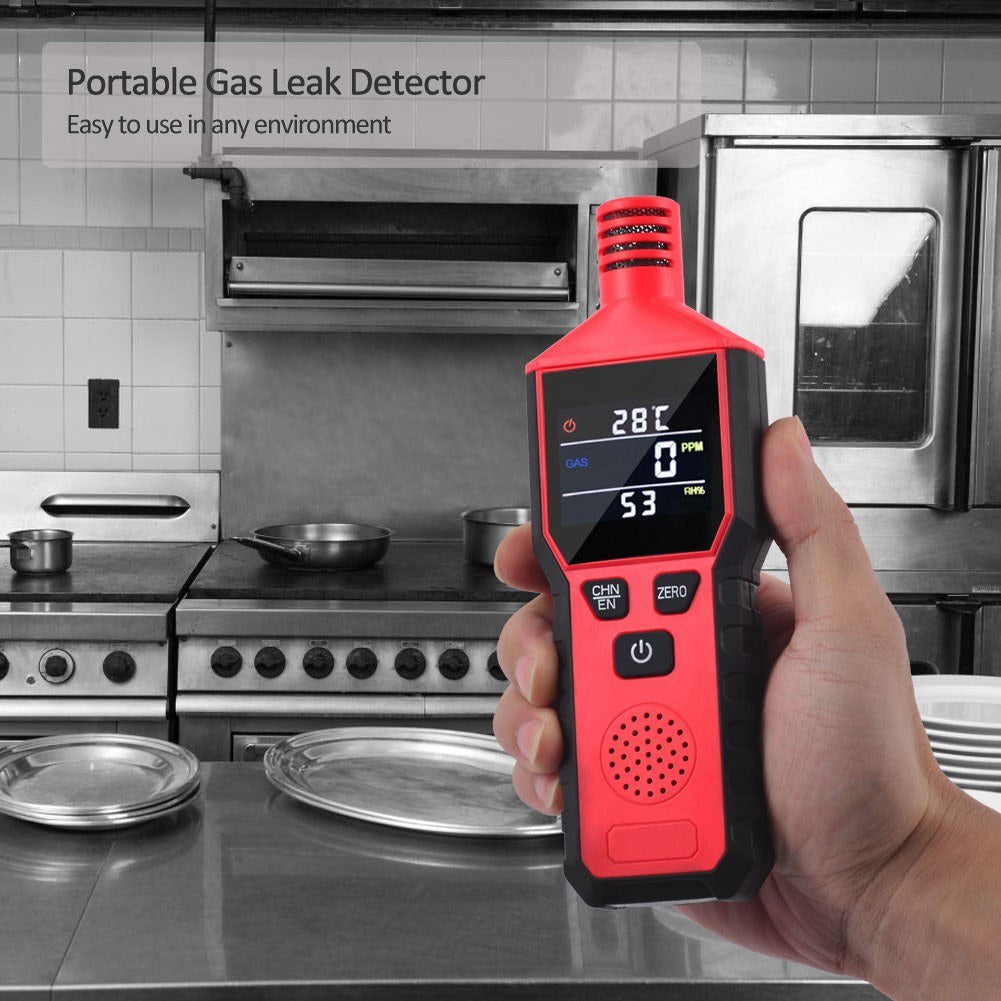 Portable Gas Leak Detector: Propane & Natural Gas, LCD Display, 3-in-1 Sniffer with Temperature & Humidity for Home, Kitchen, Travel