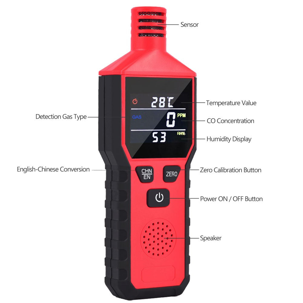 Portable Gas Leak Detector: Propane & Natural Gas, LCD Display, 3-in-1 Sniffer with Temperature & Humidity for Home, Kitchen, Travel