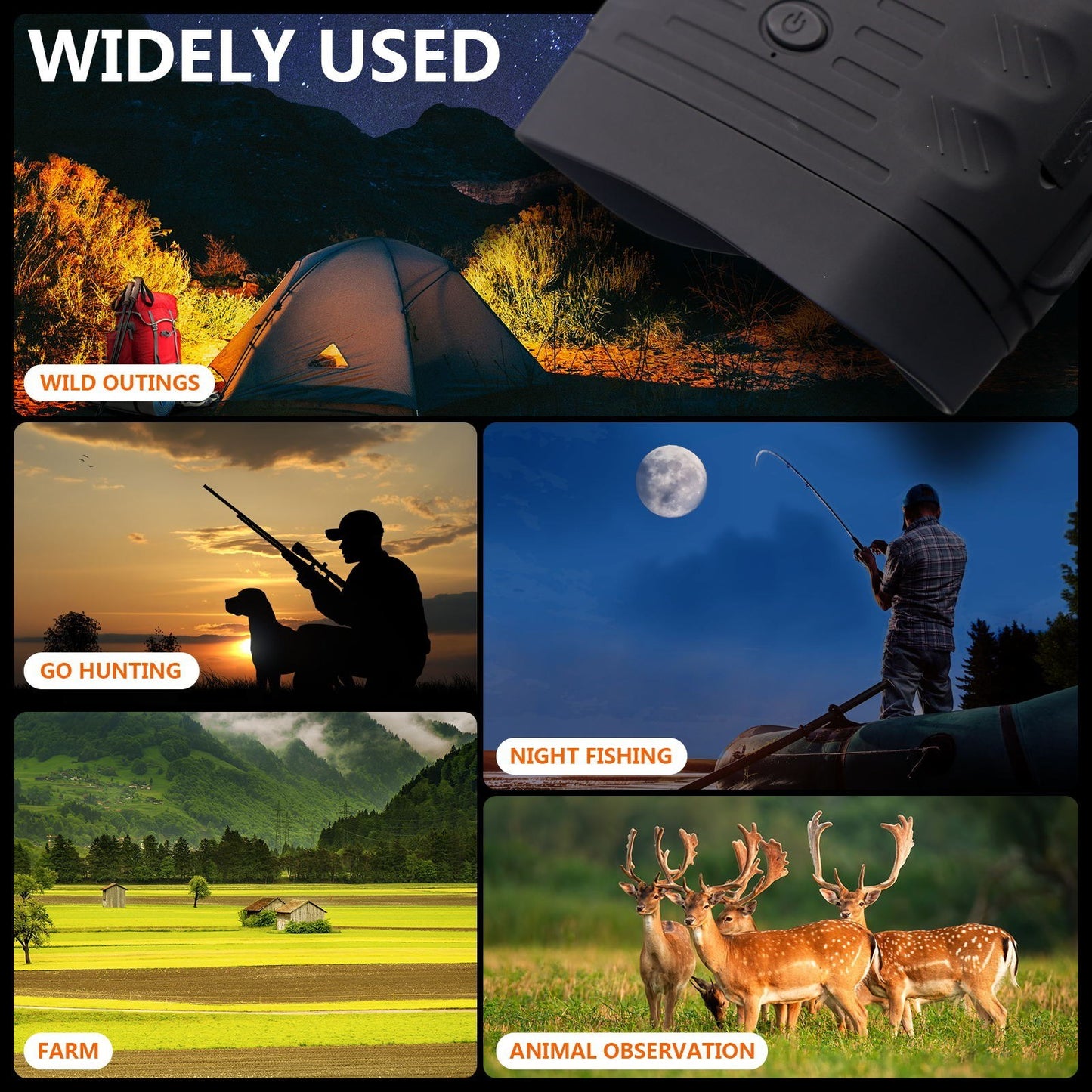 4K Infrared Night Vision Binoculars with 3-Inch Screen, Rechargeable Battery, 7-Brightness Levels for Day & Night Hunting