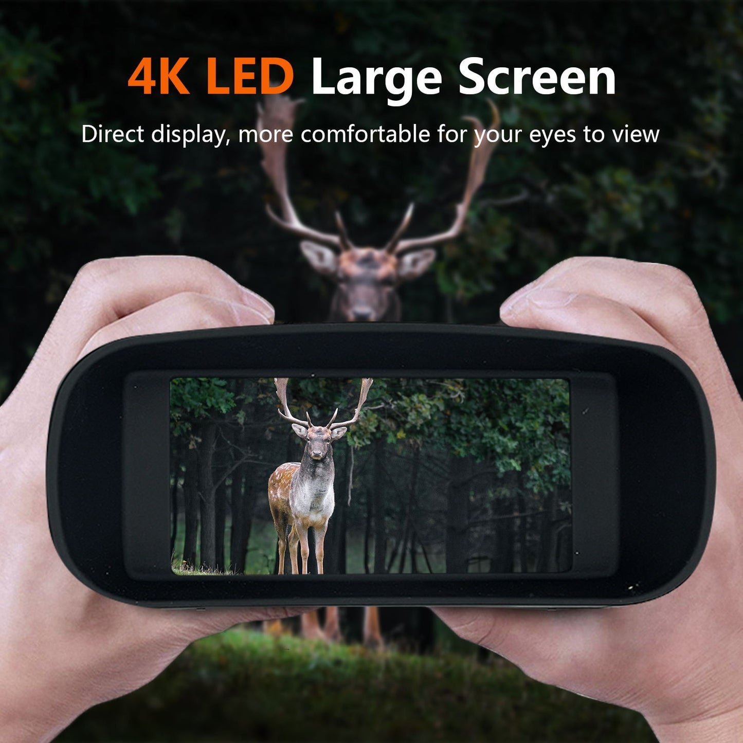 4K Infrared Night Vision Binoculars with 3-Inch Screen, Rechargeable Battery, 7-Brightness Levels for Day & Night Hunting
