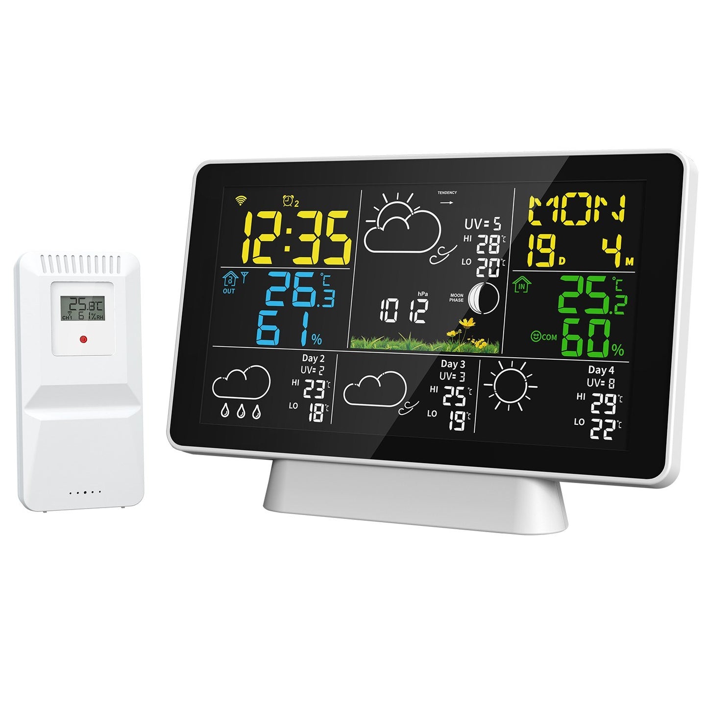 Smart Weather Station with WiFi: Color Screen, Temperature & Humidity Meter, 4-Day Forecast, Moon Phase, Atmospheric Pressure, Peak Reminder, Auto Time Calibration