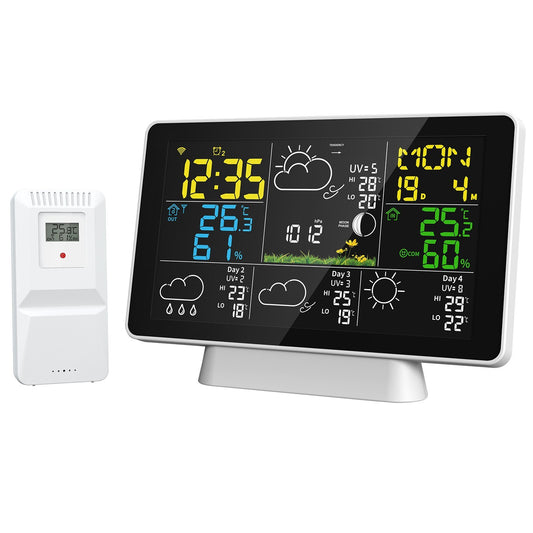 Smart Weather Station with WiFi: Color Screen, Temperature & Humidity Meter, 4-Day Forecast, Moon Phase, Atmospheric Pressure, Peak Reminder, Auto Time Calibration