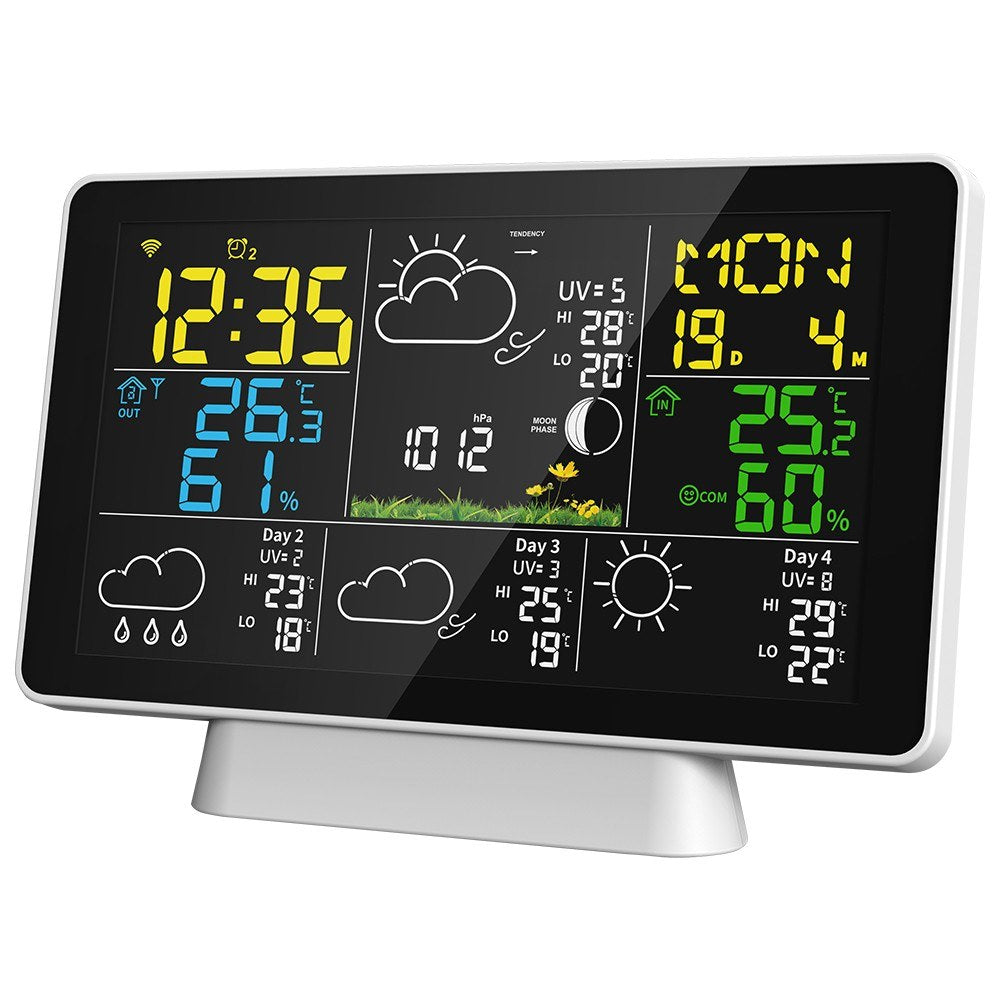 Smart Weather Station with WiFi: Color Screen, Temperature & Humidity Meter, 4-Day Forecast, Moon Phase, Atmospheric Pressure, Peak Reminder, Auto Time Calibration