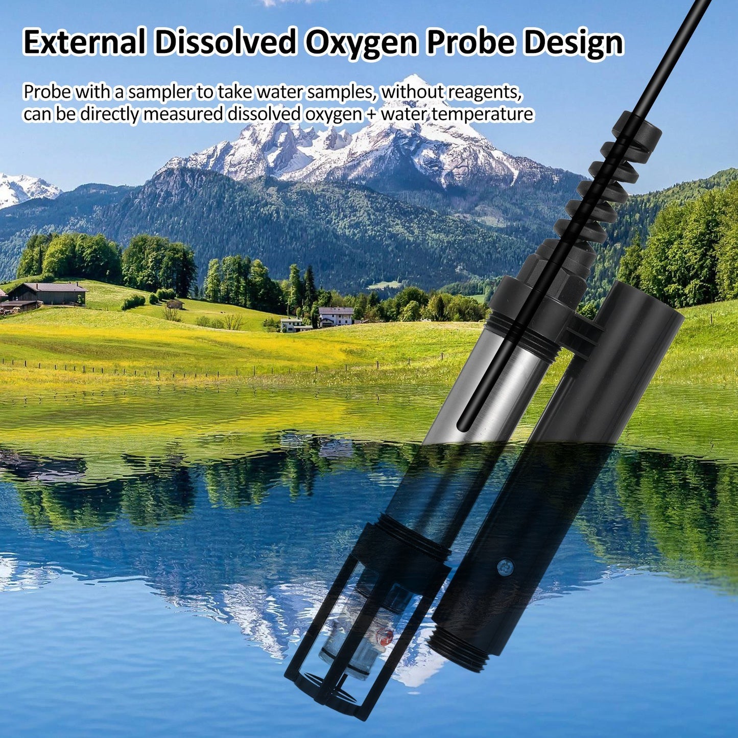 6-in-1 Digital Water Quality Monitor: Dissolved Oxygen, pH, Temperature, Ammonia Detection with DO Probe