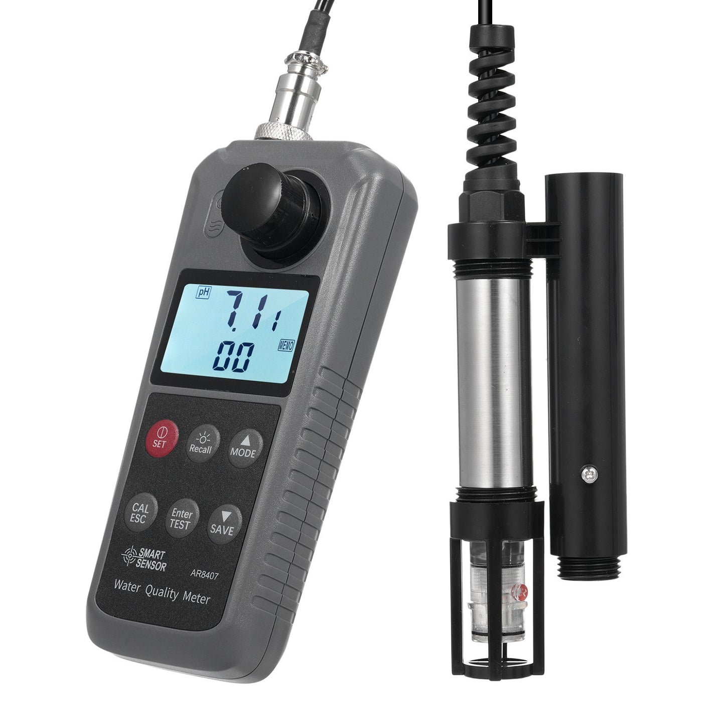6-in-1 Digital Water Quality Monitor: Dissolved Oxygen, pH, Temperature, Ammonia Detection with DO Probe