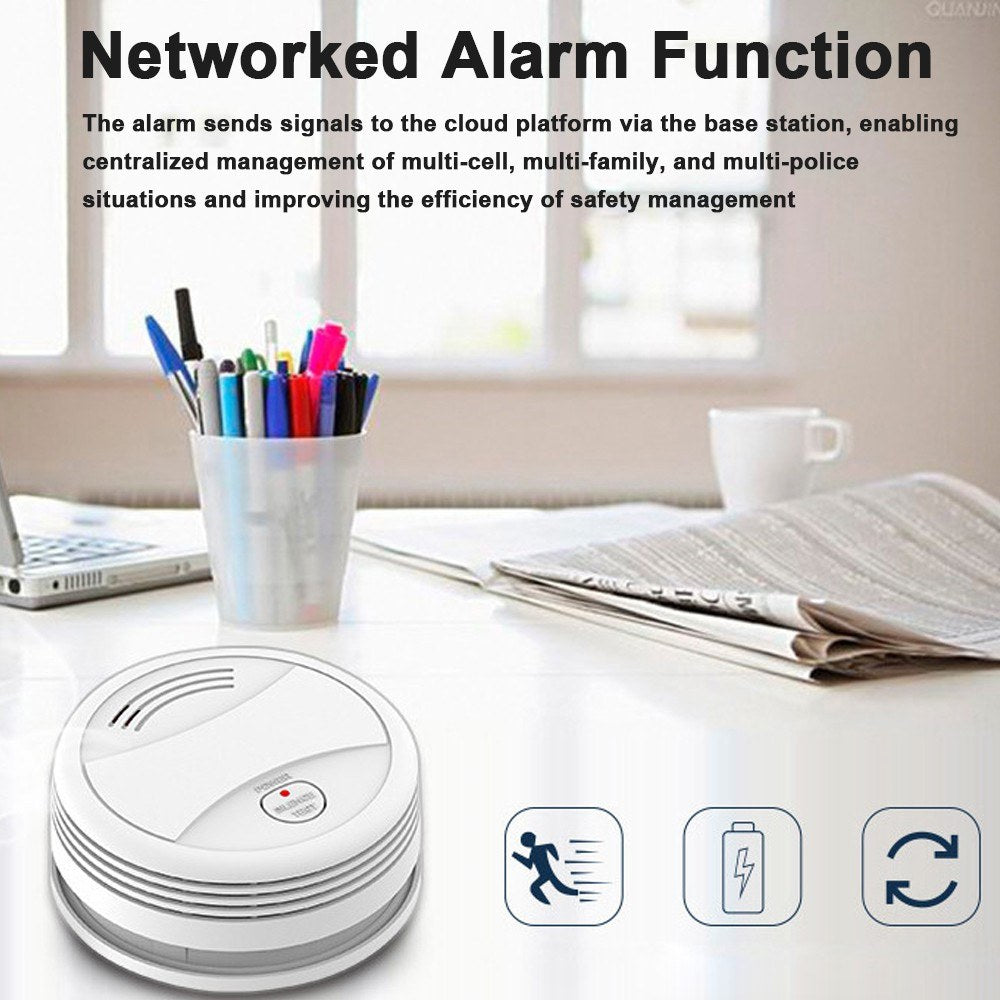 Smart WiFi Smoke Detector: Fire Protection with Photoelectric Sensor, Sound/Light Alarm, and Mobile App Alerts