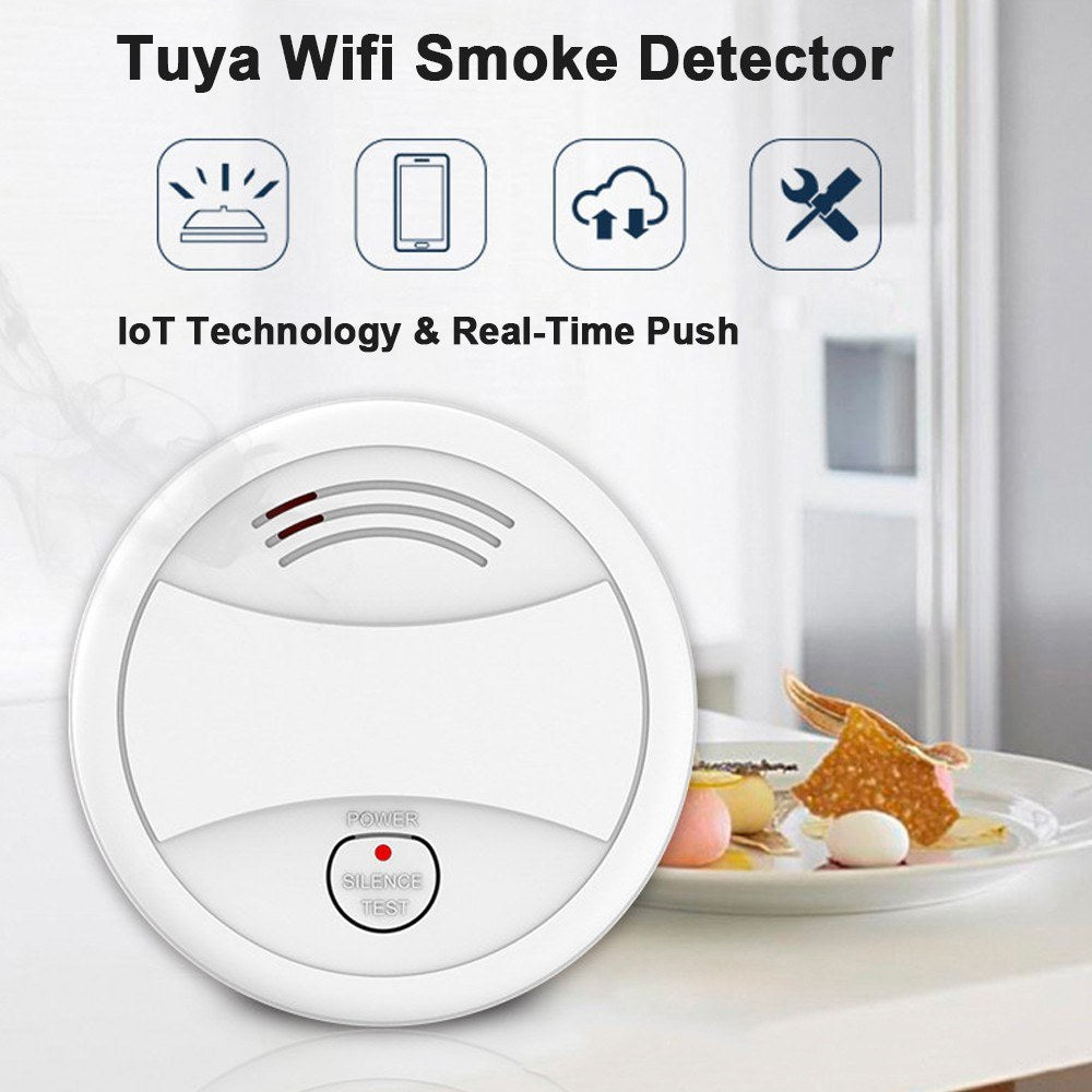 Smart WiFi Smoke Detector: Fire Protection with Photoelectric Sensor, Sound/Light Alarm, and Mobile App Alerts