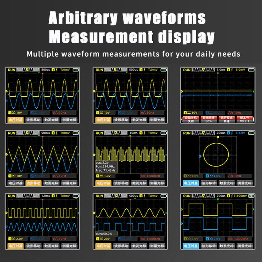 3-in-1 Digital Multimeter & Oscilloscope with 50MHz Bandwidth, 280MS/s Sampling Rate, PC Data Storage, Dual Channel Signal Generator (Standard Configuration)