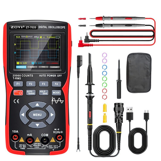 3-in-1 Digital Multimeter & Oscilloscope with 50MHz Bandwidth, 280MS/s Sampling Rate, PC Data Storage, Dual Channel Signal Generator (Standard Configuration)