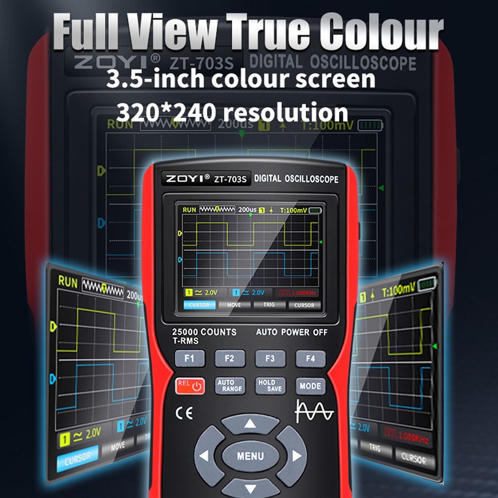 3-in-1 Digital Multimeter & Oscilloscope with 50MHz Bandwidth, 280MS/s Sampling Rate, PC Data Storage, Dual Channel Signal Generator (Standard Configuration)