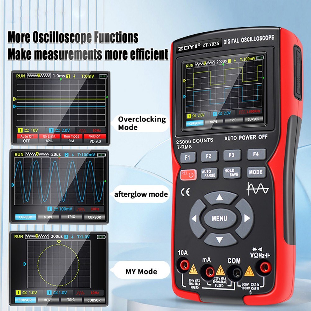 3-in-1 Digital Multimeter & Oscilloscope with 50MHz Bandwidth, 280MS/s Sampling Rate, PC Data Storage, Dual Channel Signal Generator (Standard Configuration)