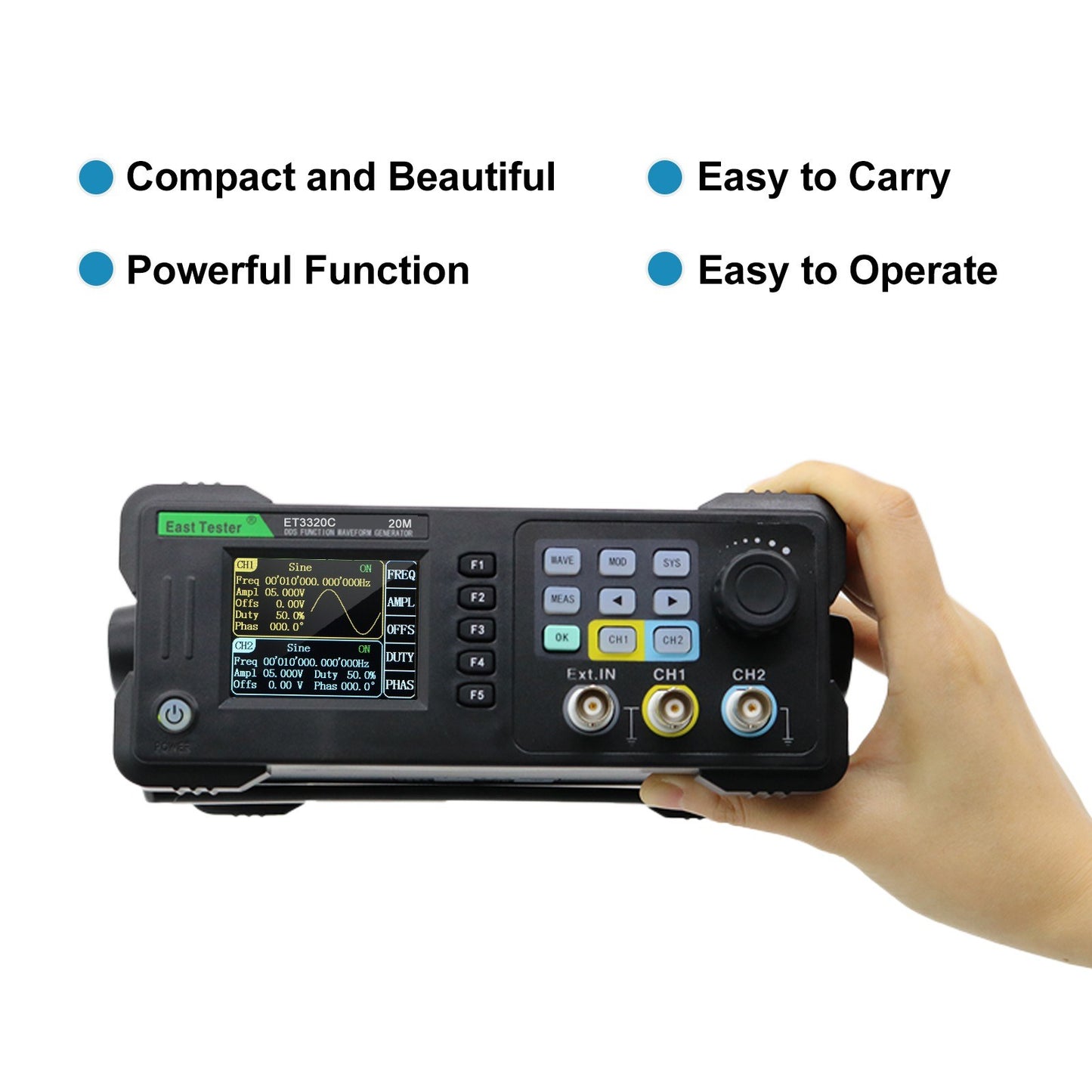 East Tester ET3320C Dual-Channel 20MHz Function/Arbitrary Waveform Generator with 200MSa/s Sampling Rate