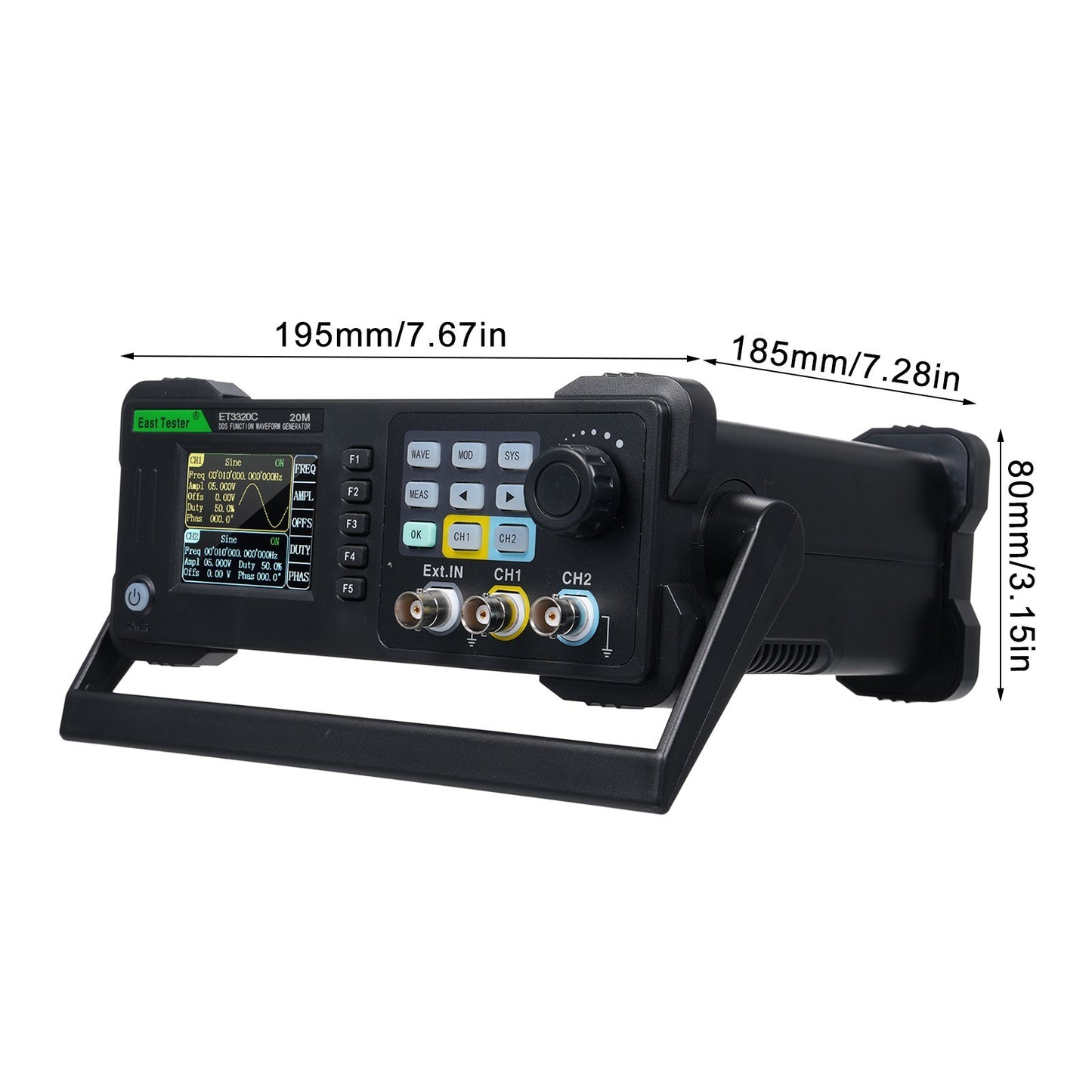 East Tester ET3320C Dual-Channel 20MHz Function/Arbitrary Waveform Generator with 200MSa/s Sampling Rate