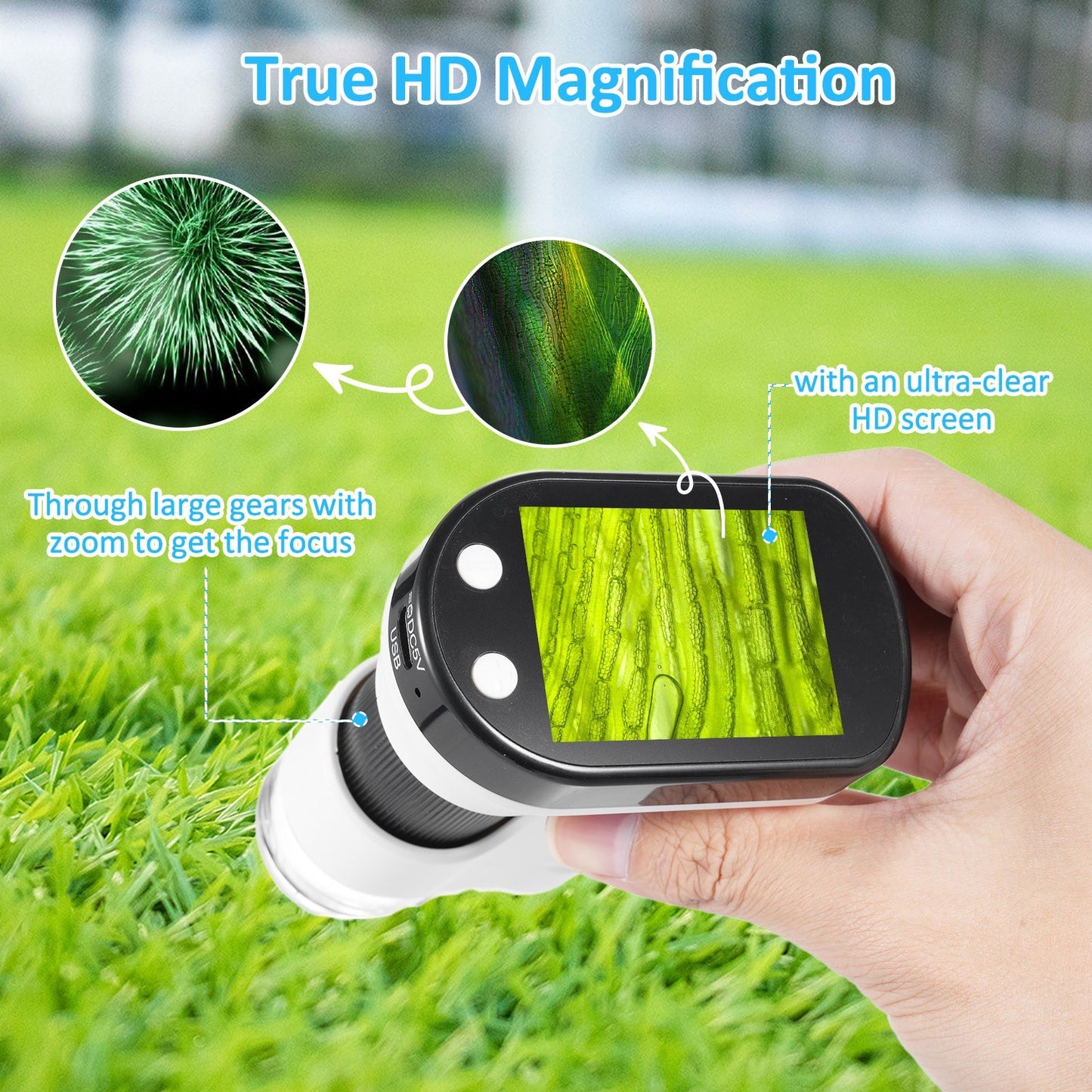 Rechargeable Portable Digital Microscope with 2.4-Inch LCD Screen – Handheld Mini Microscope for Kids, Biology, and Science Education