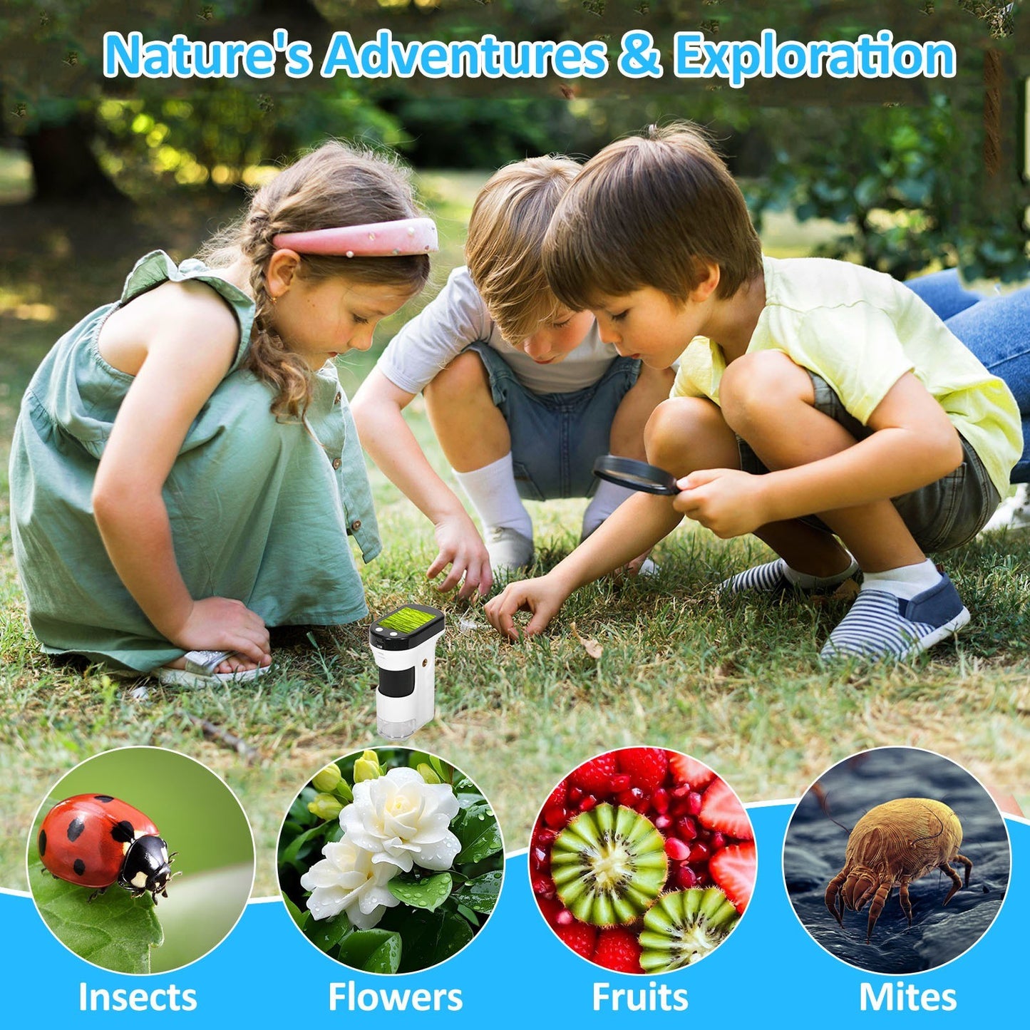 Rechargeable Portable Digital Microscope with 2.4-Inch LCD Screen – Handheld Mini Microscope for Kids, Biology, and Science Education