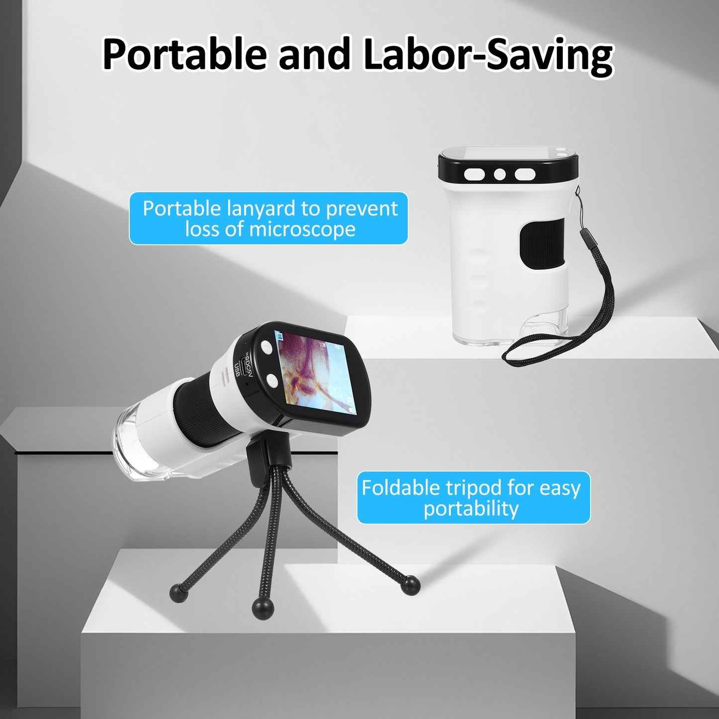 Rechargeable Portable Digital Microscope with 2.4-Inch LCD Screen – Handheld Mini Microscope for Kids, Biology, and Science Education