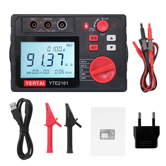 YERTAI Digital Insulation Resistance Tester Megohmmeter 100V-2500V 0-100G Ohm Meter