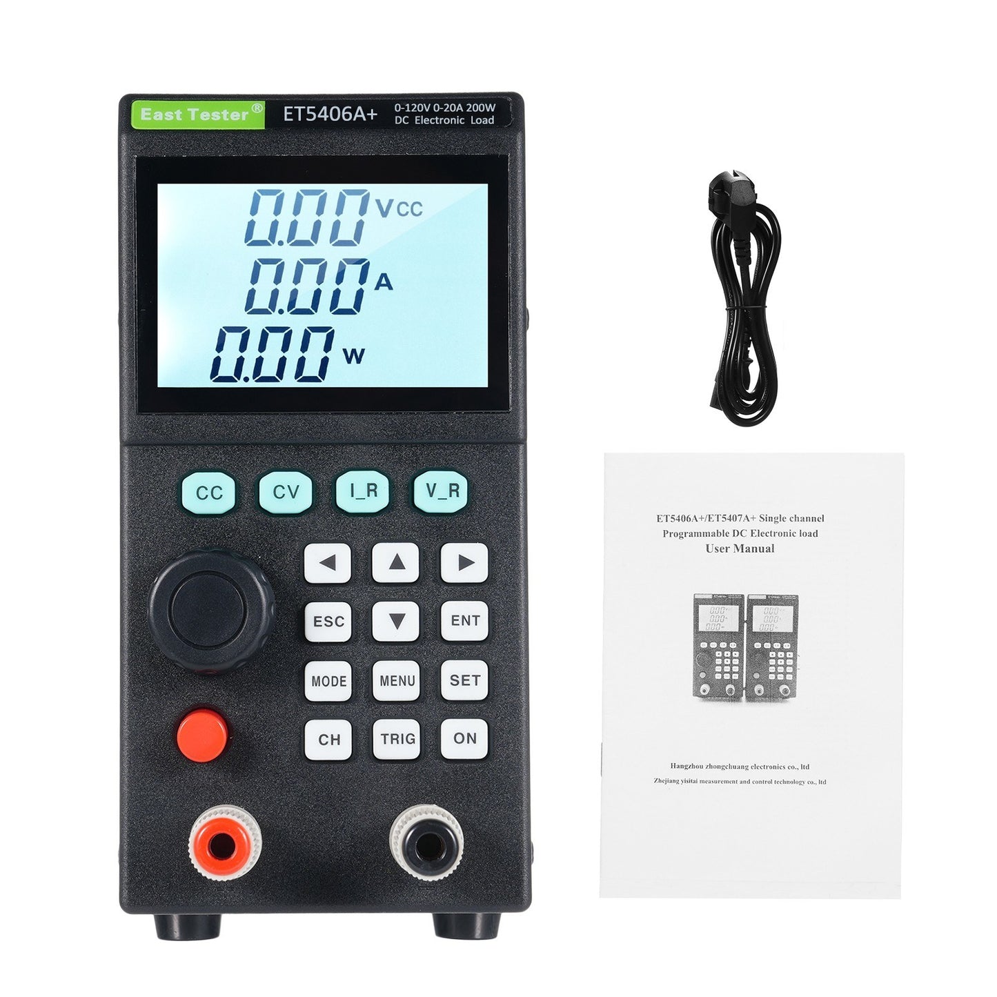 ET5406A+ 200W Programmable DC Load Tester, 0-120V/0-20A, 1mV/1mA Precision Mini Battery Tester for CC/CV Testing