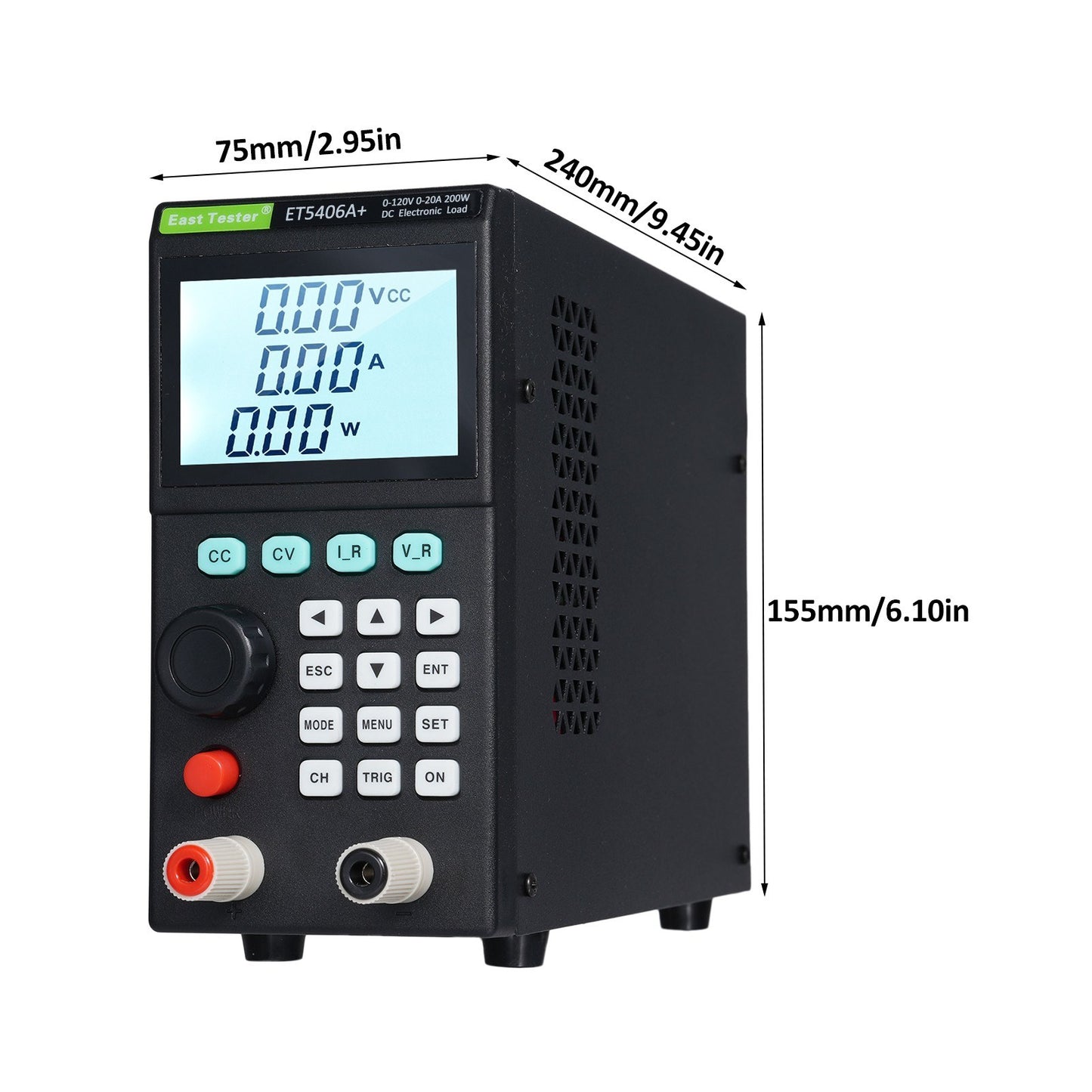 ET5406A+ 200W Programmable DC Load Tester, 0-120V/0-20A, 1mV/1mA Precision Mini Battery Tester for CC/CV Testing