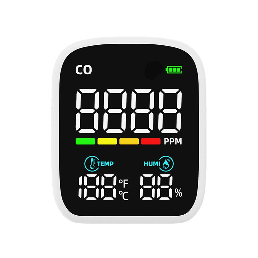 Portable CO Detector & Multifunction Air Quality Tester with Digital LED Display