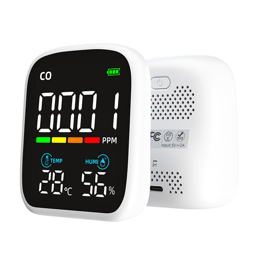 Portable CO Detector & Multifunction Air Quality Tester with Digital LED Display