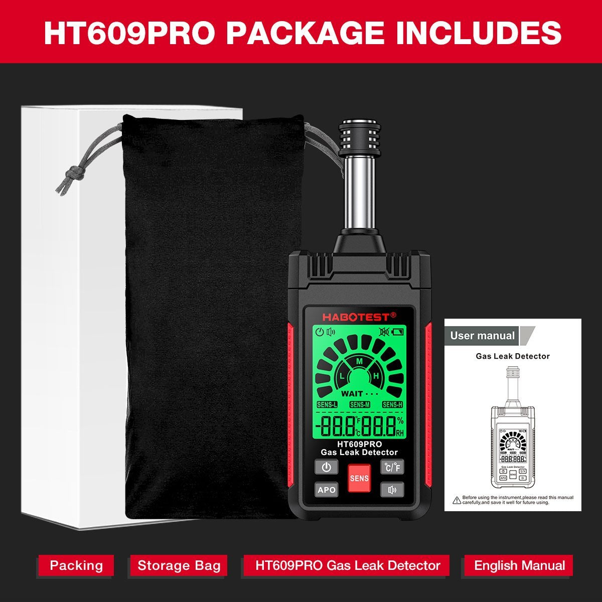 HT609PRO Gas Leak Detector | Natural Gas Detection | 50-1000PPM | HABOTEST