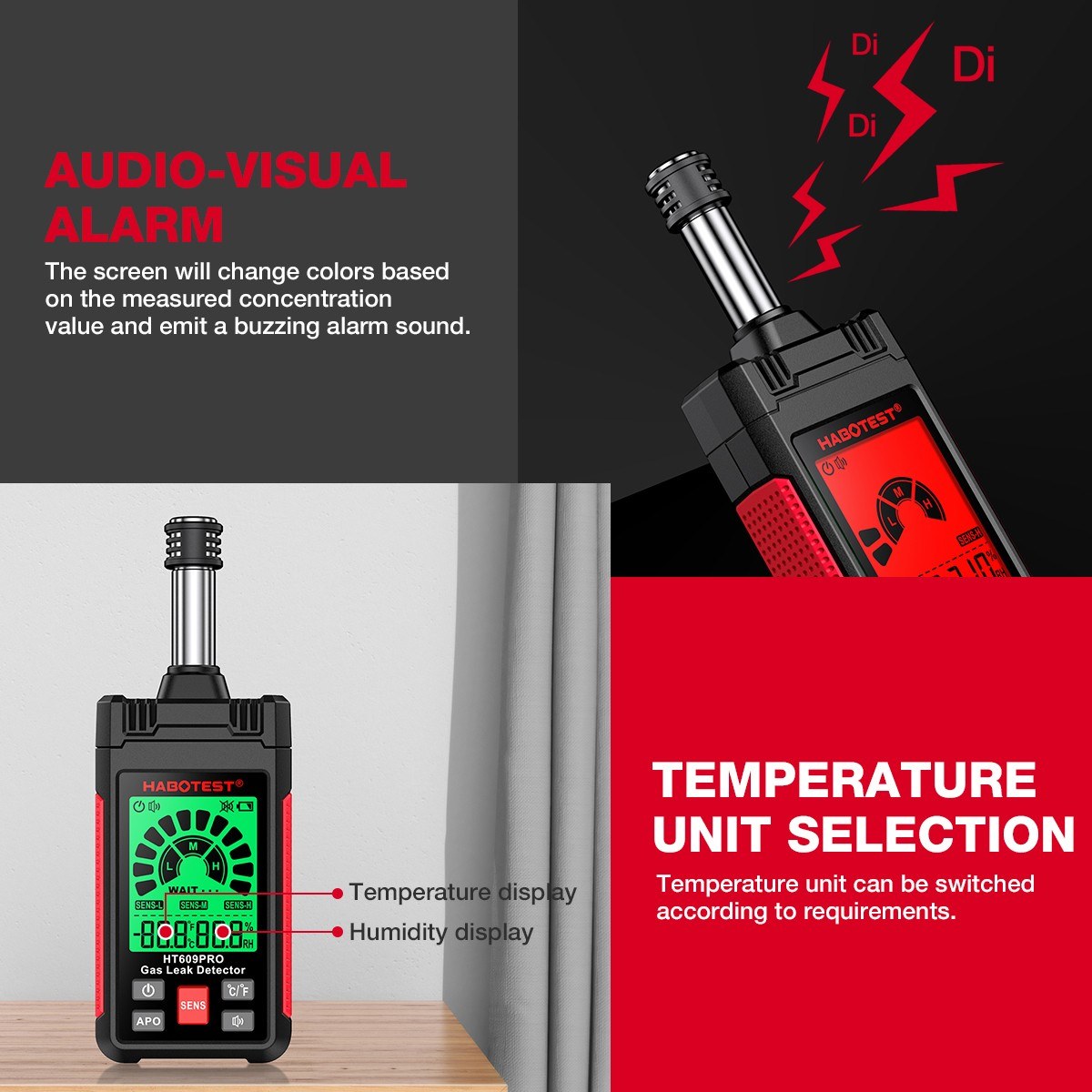 HT609PRO Gas Leak Detector | Natural Gas Detection | 50-1000PPM | HABOTEST