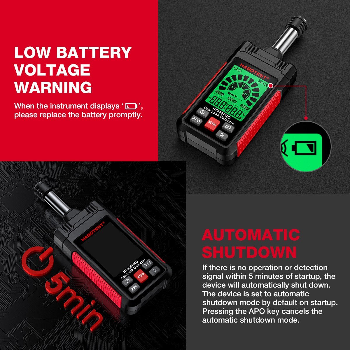 HT609PRO Gas Leak Detector | Natural Gas Detection | 50-1000PPM | HABOTEST