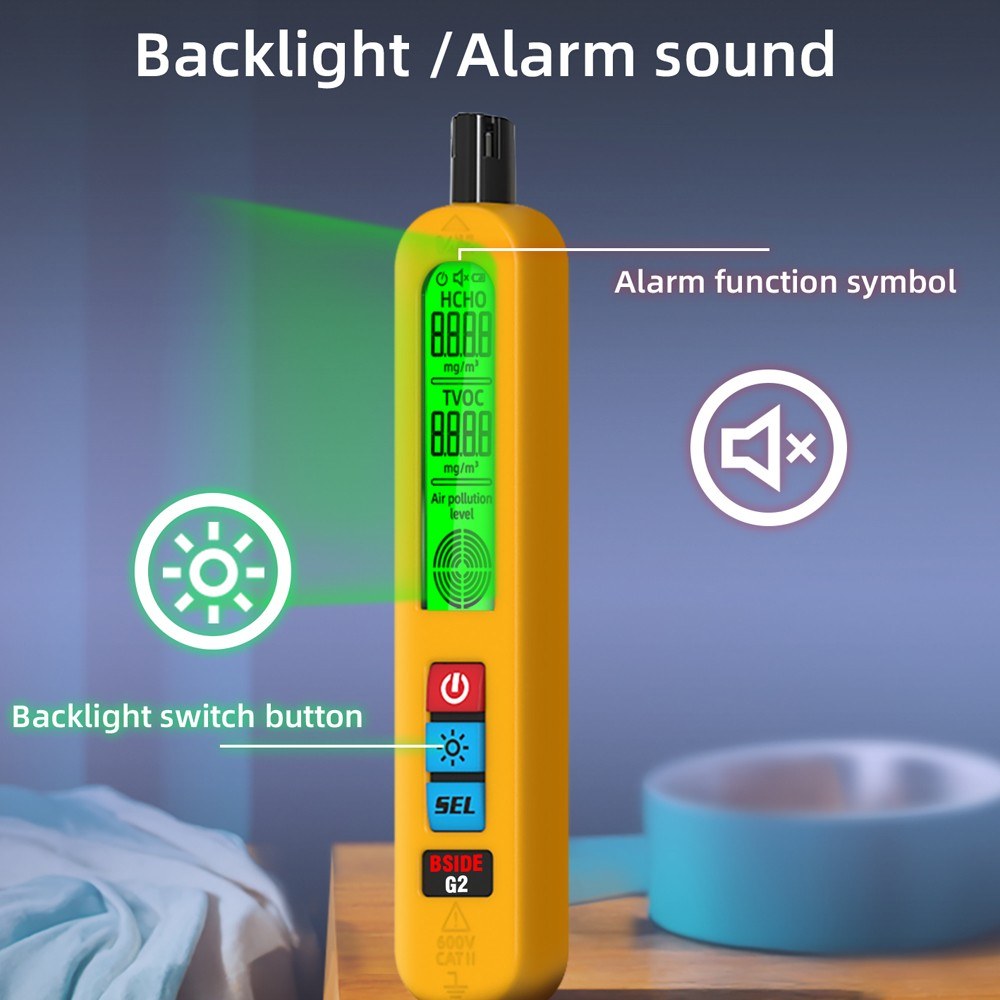 Multifunctional Air Quality Detector with Backlit Display & Type-C Charging