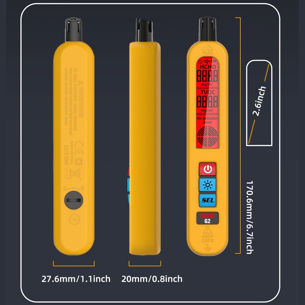 Multifunctional Air Quality Detector with Backlit Display & Type-C Charging