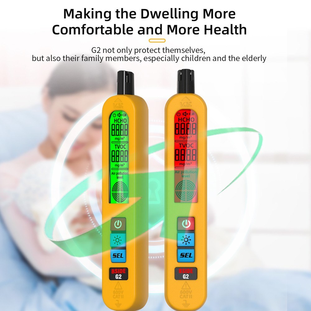 Multifunctional Air Quality Detector with Backlit Display & Type-C Charging