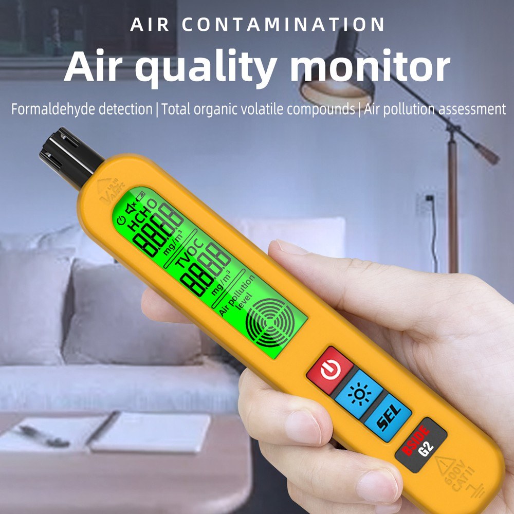 Multifunctional Air Quality Detector with Backlit Display & Type-C Charging