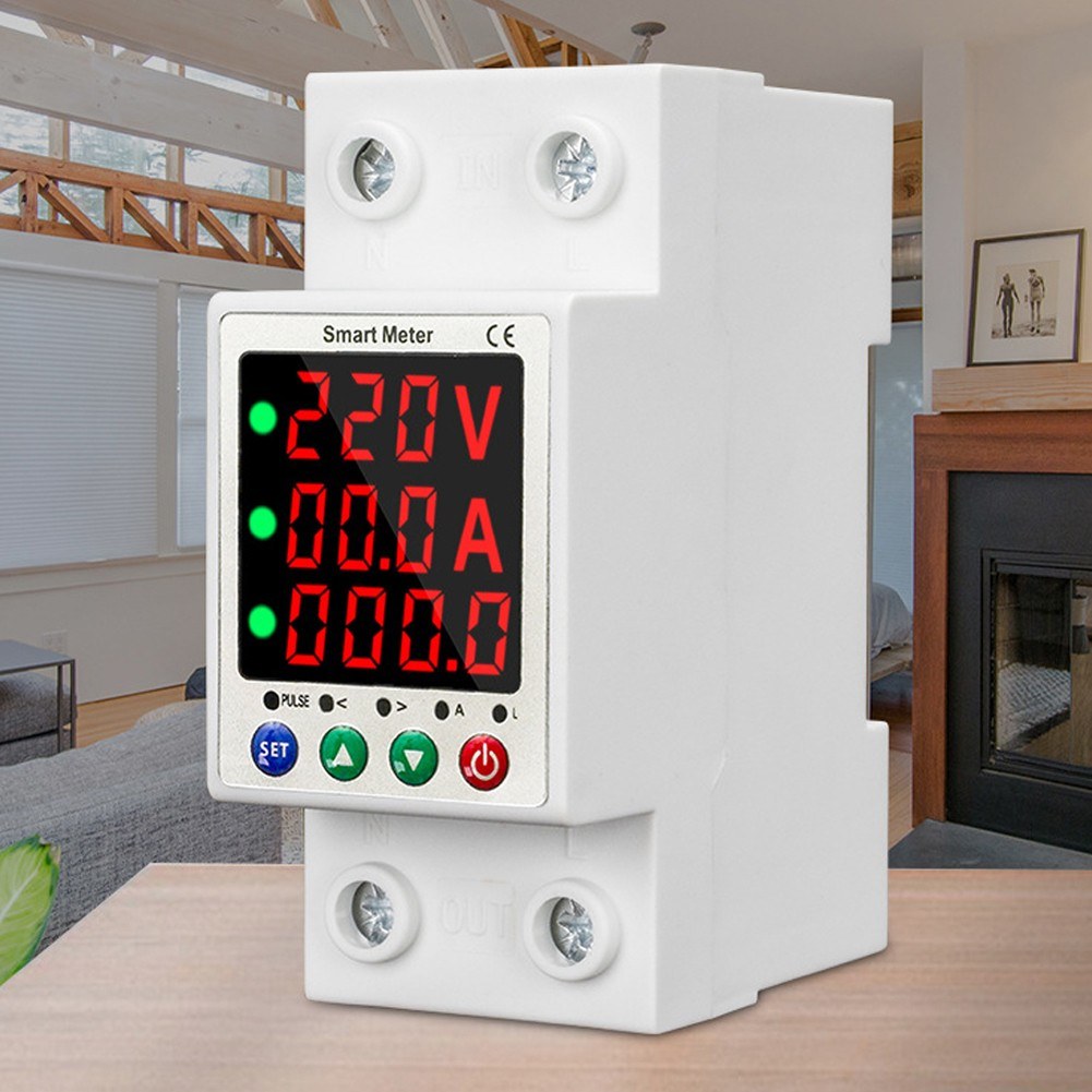 Smart Circuit Breaker with LCD - Automatic Reclosure, Intelligent Metering, and Multi-Protection (Overload, Overvoltage, Undervoltage, Current Limiting)
