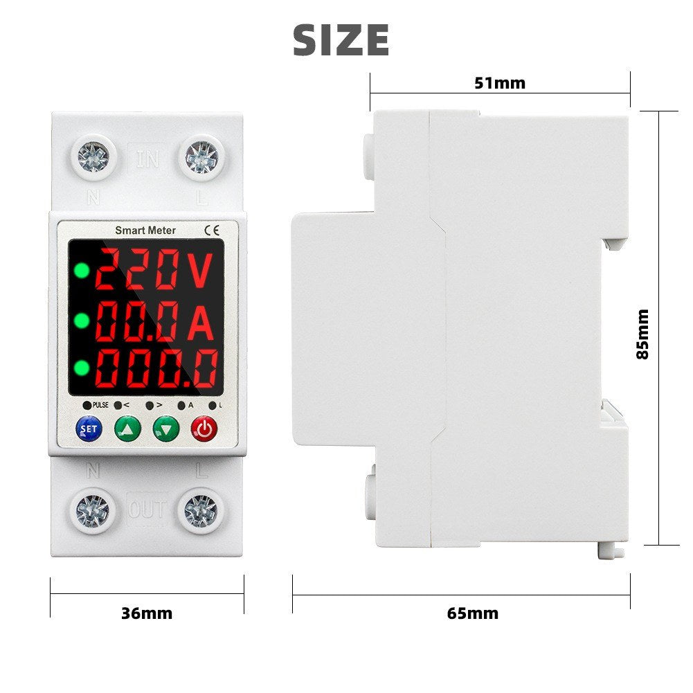 Smart Circuit Breaker with LCD - Automatic Reclosure, Intelligent Metering, and Multi-Protection (Overload, Overvoltage, Undervoltage, Current Limiting)