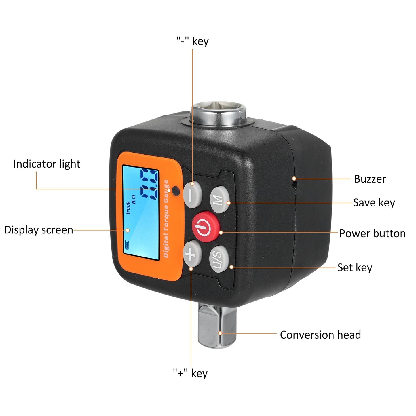 Digital Display Torque Meter with Adapters, High Accuracy, Backlit Display, Ideal for Automotive, Bike, Motorcycle, DIY, & Home Repairs