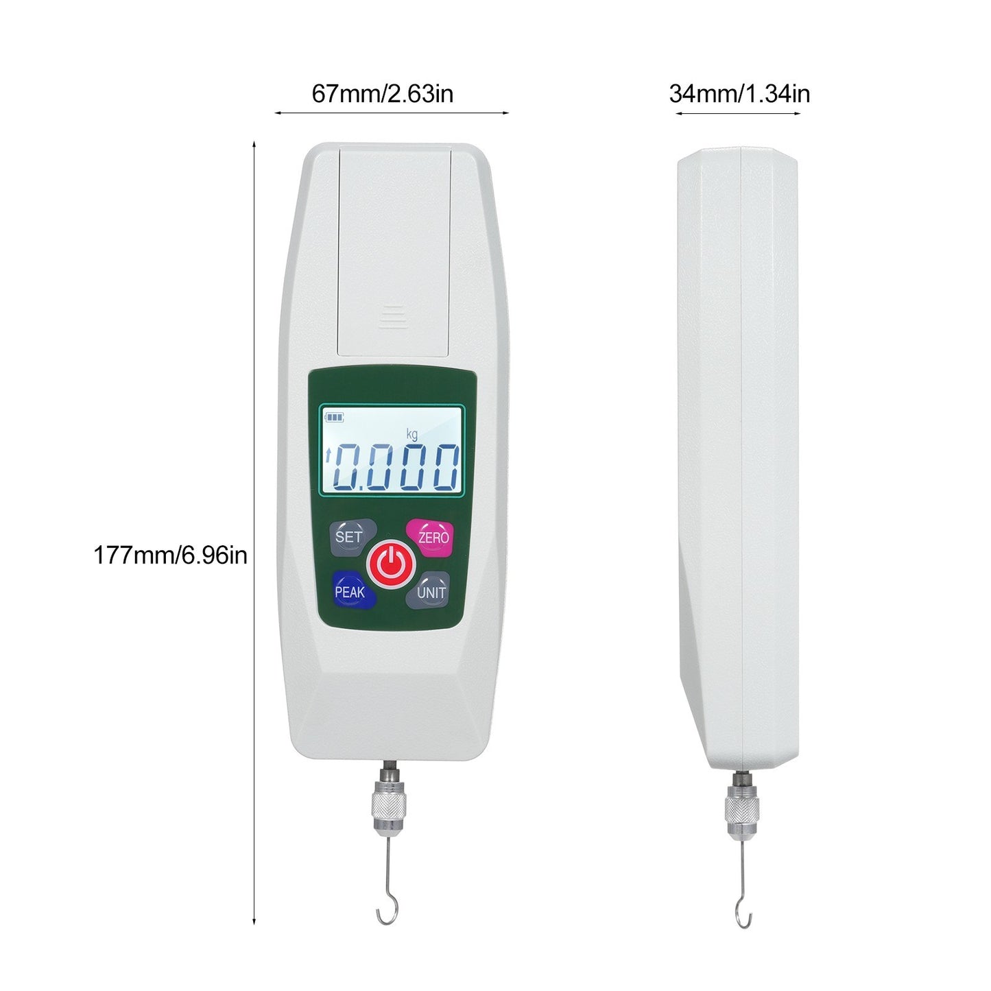 Digital Force Gauge Mini Dynamometer 50N/5kg/11lb/180oz with N/Kg/Lb/Oz Units, Auto Backlight & Buzzer, 1% Accuracy