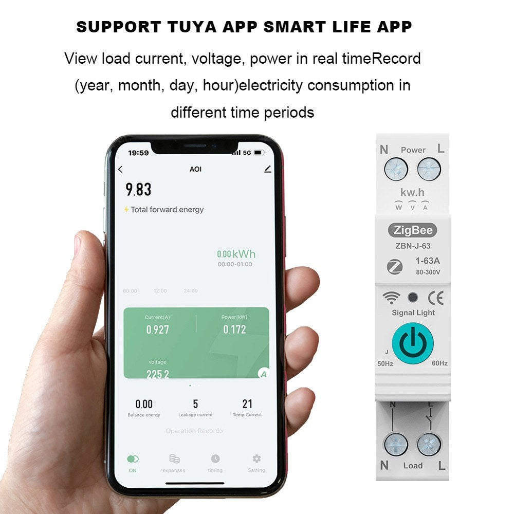 Smart ZigBee Circuit Breaker with Remote & Voice Control, Compatible with Google Assistant & Amazon Alexa
