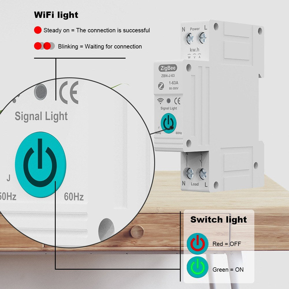 Smart ZigBee Circuit Breaker with Remote & Voice Control, Compatible with Google Assistant & Amazon Alexa
