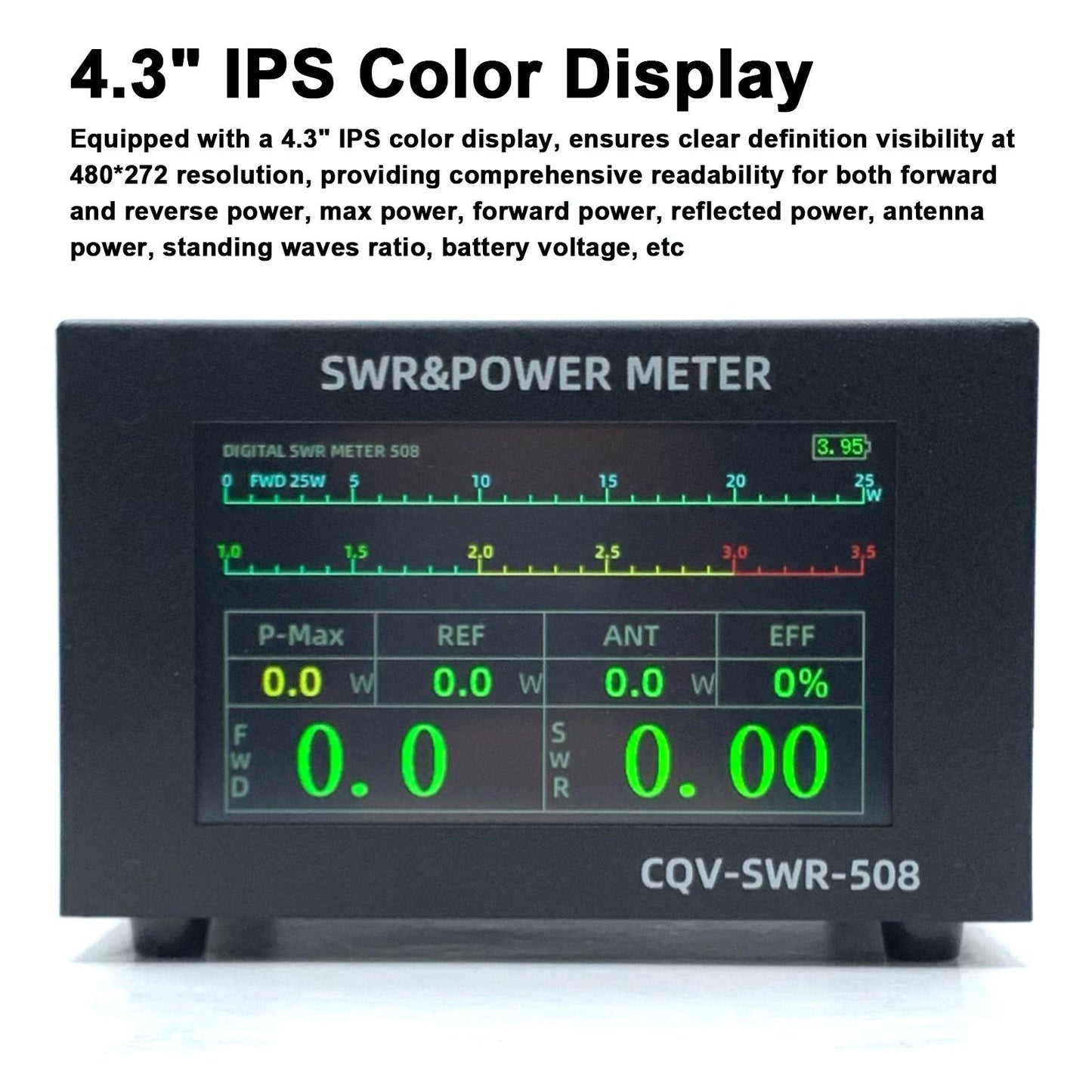 200W Digital SWR Meter, 1.8-54MHz, 4.3 IPS Display, Auto Shut-off, Fine-Tuning