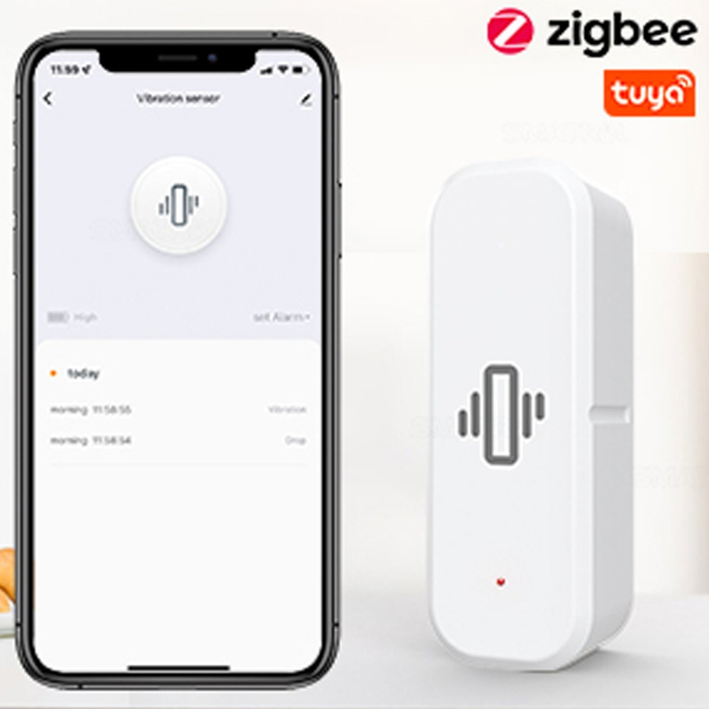 ZigBee 3.0 Smart Vibration Sensor - Real-Time Motion Detector for Tuya Gateways