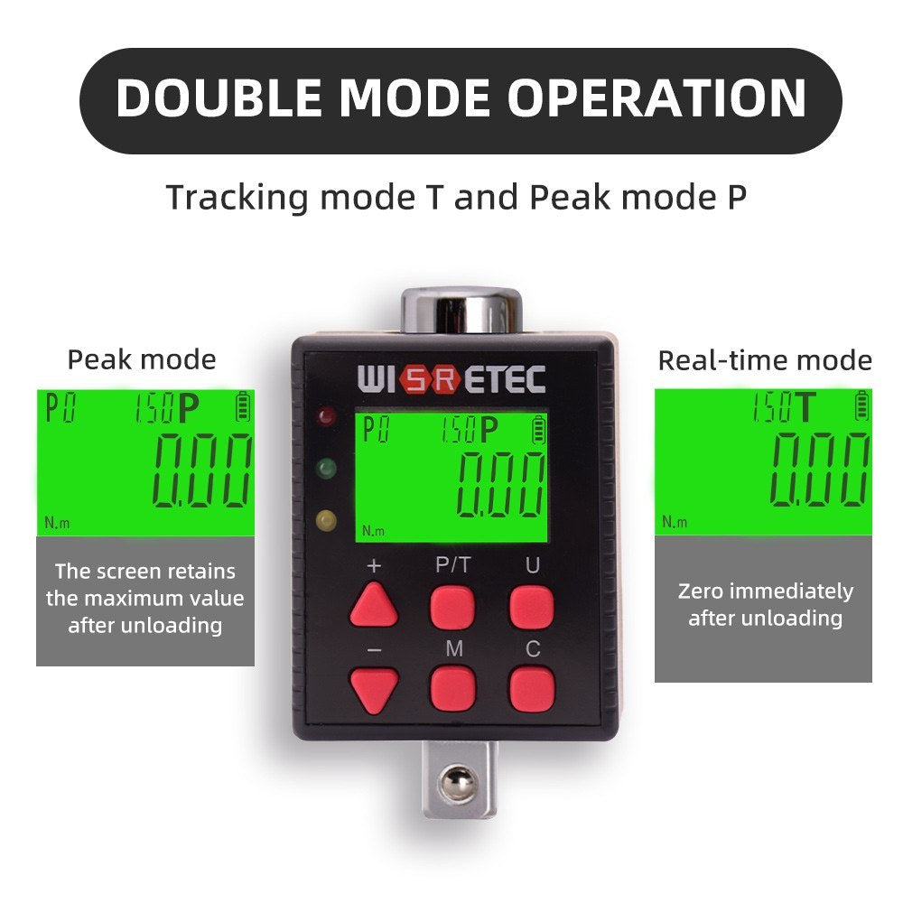 Digital Torque Meter Wrench with Backlight Display, Adjustable Units, Buzzer & LED Indicator