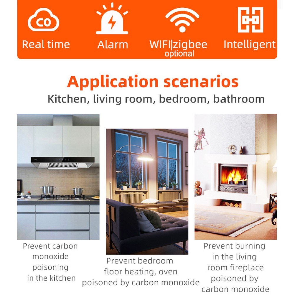 Portable Tuya WiFi Carbon Monoxide Detector & Household Air Quality Tester