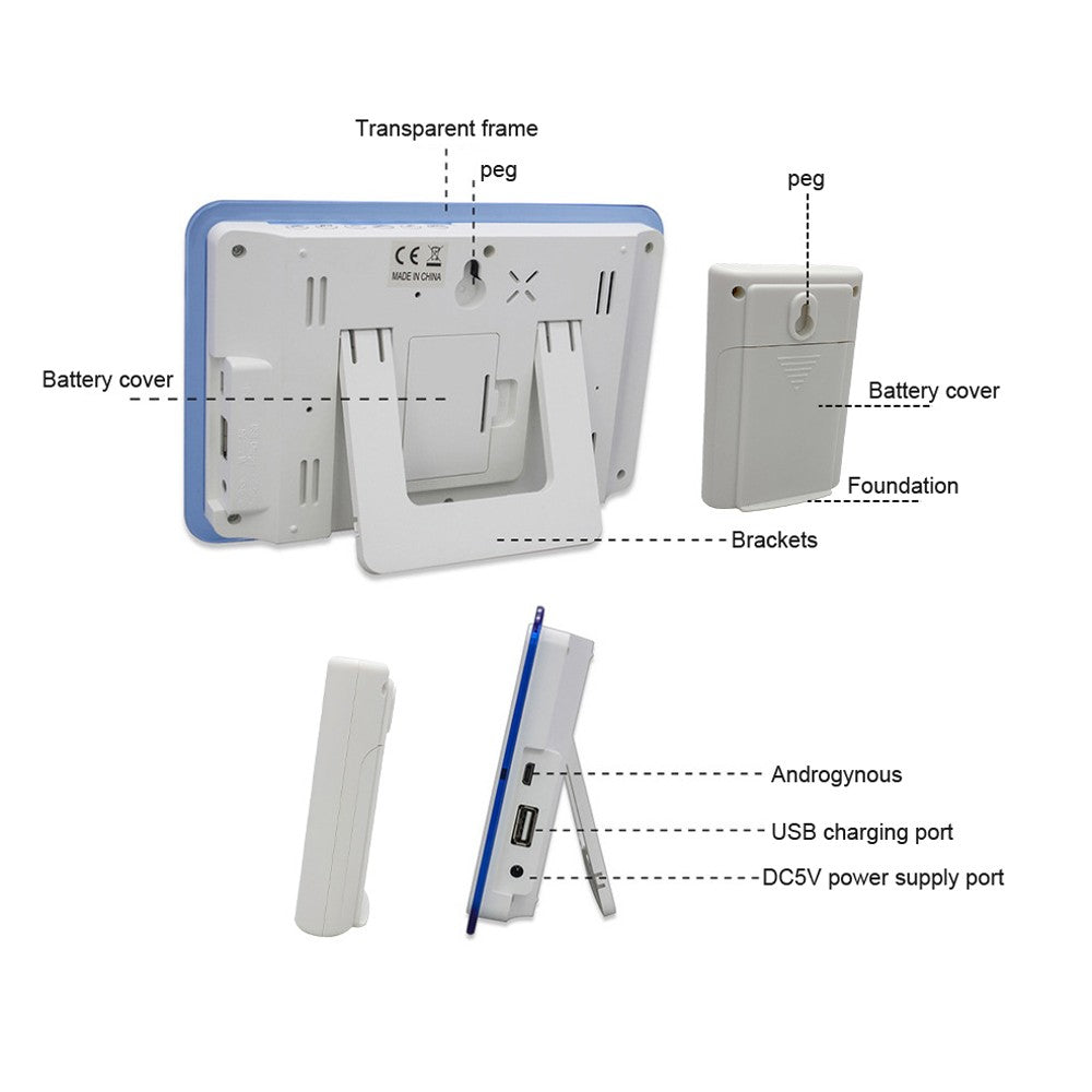 Wireless Weather Station Clock with Color Display, Indoor/Outdoor Temperature & Hygrometer, 433MHz